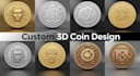 sculpt 3d printable coin, bas relief model, medallion, challenge coin, stl coin