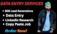 provide data entry,b2b lead generation, linkedin research