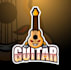 do unique wonderful line art guitar logo