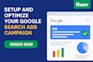 setup and optimize your google search ads adwords PPC campaign