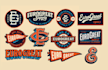 design patch, stamp, emblem, sticker and retro vintage logo