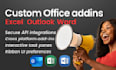 develop custom office addin, outlook, excel addin plugin with javascript API