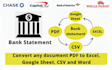 convert bank statements from PDF to excel, CSV