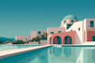 draw a building, landscape into vector art illustration