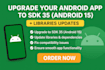 update your android app to sdk 35 android 15