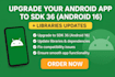 update your android app to sdk 36 android 16