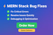 fix mern stack react nodejs database and AWS issues