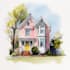 paint a unique style watercolor house portrait