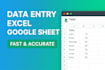 excel data entry, google sheets and data cleaning