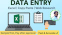 do accurate data entry, copy paste,data cleaning for you