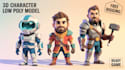 model 3d low poly character, rigging for game asset, animation, and others