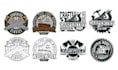create vintage woodwork carpenter sawmill logo