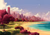 create a stunning and unique flat landscape illustration