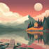 draw custom flat landscape scenery illustration