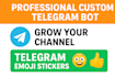 do professional custom telegram bot grow your channel telegram emoji stickers