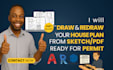 draw permit ready 2d floor plan, redraw or convert from PDF and sketch