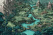 draw fantasy map illustration isometric map