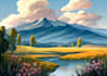 create unique flat landscape illustrations in a modern style