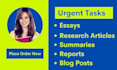 urgent essay writing, summary, research article, paper