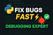 fix python errors, debug code, and optimize your scripts