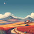 draw flat landscape character logo and friendship portrait