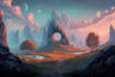draw landscape  art background and landscape