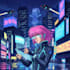 do a cyberpunk anime art