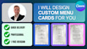 design a custom menu for your business, party or event in canva