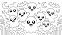 spooky kawaii coloring pages hand drawn horror