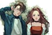 draw you anime couple art portrait
