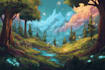 draw landscape illustration and background concept art, nft
