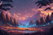 make fantasy landscape in pixel style