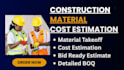do construction cost estimate and material takeoff in nrm