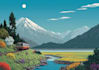 create a beautiful flat landscape illustration