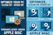 optimize, speed up, clean up windows laptop, PC, server apple mac remotely