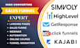 design landing page sales funnel on systeme io gohighlevel getresponse simvoly