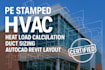 pe stamped hvac heat load calculation, duct sizing, autocad revit layout USA