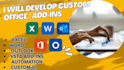 automate outlook plugin task , vsto addin, data entry, excel, macros desktop app