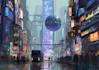 make a cyberpunk futuristic city art