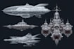 create sci fi illustrations of spaceships, ufos, or vehicles