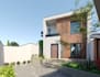 3d brick house exterior,terrace garden, balcony render, urban home, facade villa