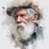 make watercolor old man portrait