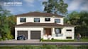 design sketchup 3d facade house model, exterior front elevation render 3d plan
