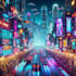 do cyberpunk futuristic city art