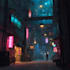 make a cyberpunk scifi futuristic city background art