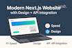 create a modern next js website design with API integration