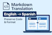 convert english markdown to spanish, keeping code