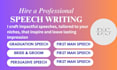 professional speech writer for weddings graduations, events presentation