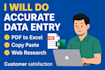 do accurate PDF to excel data entry  copy paste web research