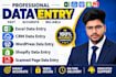 do excel data entry, CRM data entry, wordpress, shopify, scanned page data entry